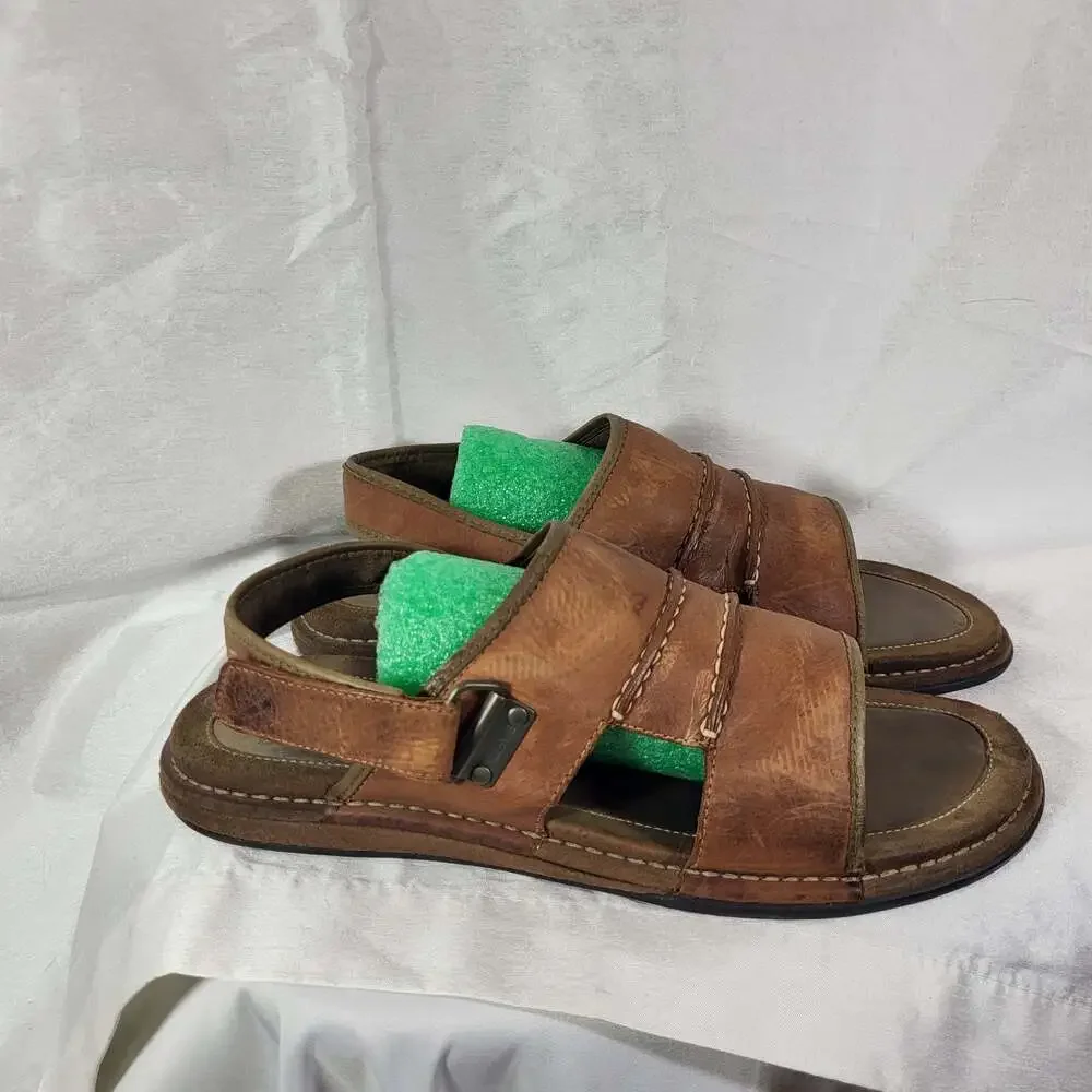 Timberland Men's Brown y2k  Leather Fisherman Sandals with Adjustable Strap, siz